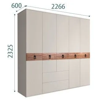 Шкаф 5-ти дверный с ящиками, Bogemia Wood Fa (Шелк/Черный) БМШ2/51(Wo)