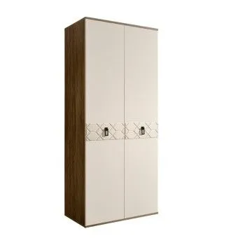 Шкаф 2-х дверный Bogemia Woodline Fa (Слоновая кость/Черный) БМШ2/2