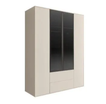 Шкаф 4-х дв. с ящиками Bogemia Air (Слоновая кость/Черный) БМШ2/42(2)