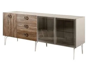 Комод 2.1м Bogemia Wood Fi (Слоновая кость) (Novabuk/Хром) БМКМ-5(Wo)[5][10]