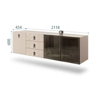 Комод 2.1м Bogemia Fly Fa (Ваниль) (Lakobel/Черный) БМКМ-5[5][10]