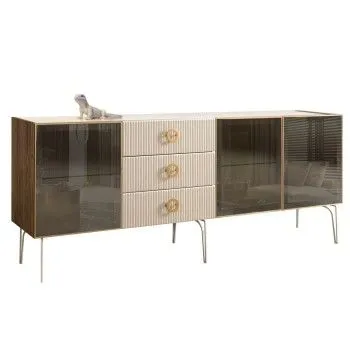 Комод 2.1м Bogemia Woodline Fi (Слоновая кость) (Lakobel/Золото) БМКМ-5[5]