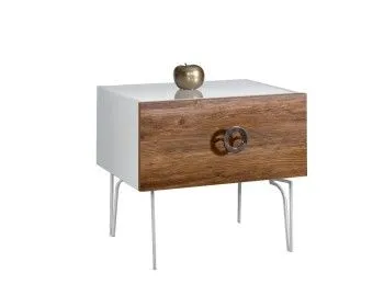 Тумба прикроватная Bogemia Wood Fi (Белый) (Lakobel/Хром) БМТП-1(Wo)