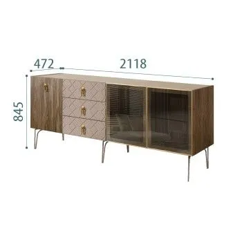 Комод 2.1м Bogemia Woodline Wood Fa (Мокка) (Novabuk/Золото) БМКМ-5[5][10]