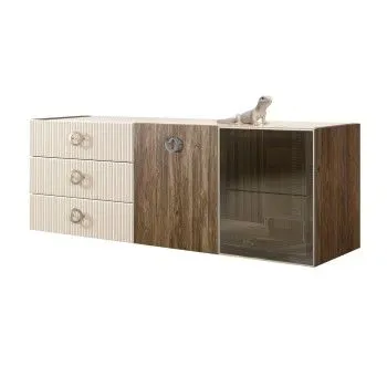Комод 1.6м Bogemia Woodline Fly Wood Fi (Слоновая кость) (Lakobel/Хром) БМКМ-4[5][10]