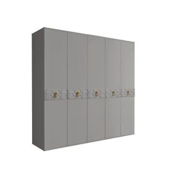 Шкаф 5-ти дв. Bogemia Farfalle (Серый/Золото) БМШ2/5(Fa)