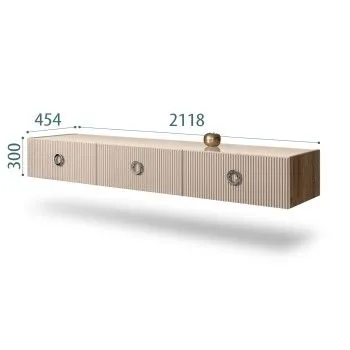 Тумба телевизионная 2.1м Bogemia Woodline Fly Fi (Ваниль) (Lakobel/Хром) БМТ-2