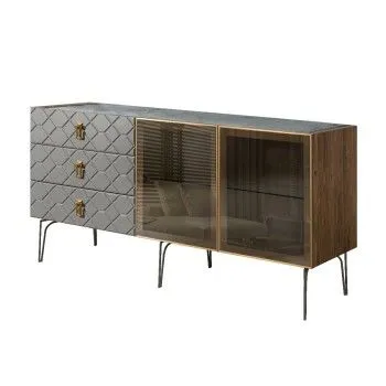 Комод 1.6м Bogemia Woodline Fa (Серый) (Novabuk/Золото) БМКМ-4[5]