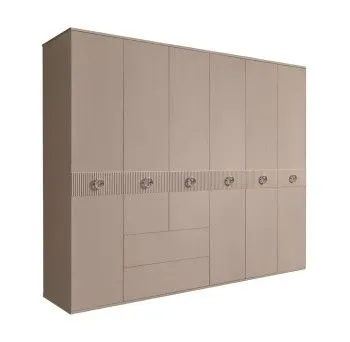 Шкаф 6-ти дверный с ящиками, Bogemia Fillini (Мокка/Хром) БМШ2/61(Fi)