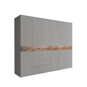 Шкаф 6-ти дверный с ящиками, Bogemia Wood Wo (Серый/Золото) БМШ2/61(Wo)