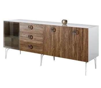 Комод 2.1м Bogemia Wood Fi (Белый) (Lakobel/Хром) БМКМ-5(Wo)[4]