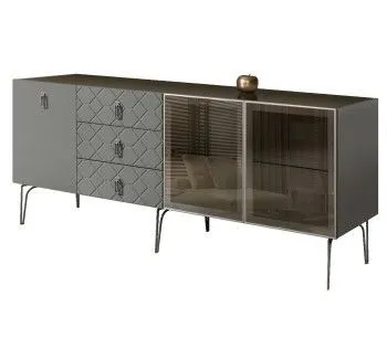 Комод 2.1м Bogemia Farfalle (Серый) (Lakobel/Хром) БМКМ-5(Fa)[5][10]