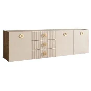 Комод 2.1м Bogemia Woodline Fly Fi (Слоновая кость) (Novabuk/Золото) БМКМ-5