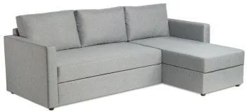 Диван угловой трехместный Вало с коротким подлокотником, серый, рогожка