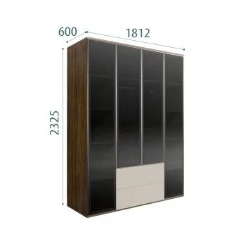 Шкаф 4-х дв. с ящиками Bogemia Woodline Air (Шелк/Серебро) БМШ2/42(4)