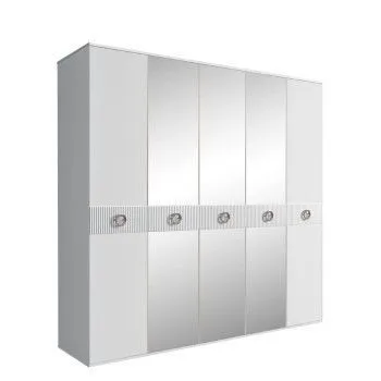 Шкаф 5-ти дв. с зеркалами Bogemia Fillini (Белый/Хром) БМШ1/5(Fi)