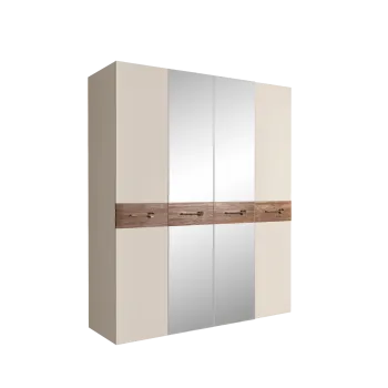 Шкаф 4-х дв. с зеркалами Bogemia Wood Wo (Слоновая кость/Золото) БМШ1/4(Wo)