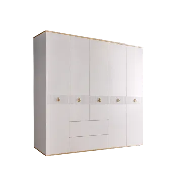 Шкаф 5-ти дверный с ящиками Римини СОЛО (Белый/Золото) РМШ2/51(s)