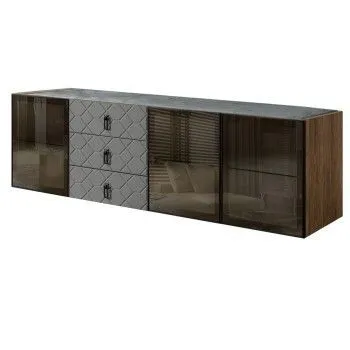 Комод 2.1м Bogemia Woodline Fly Fa (Серый) (Novabuk/Черный) БМКМ-5[5]