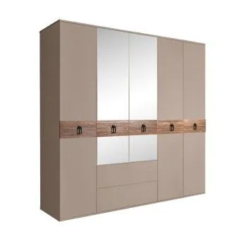 Шкаф 5-ти дверный с зеркалами, с ящиками, Bogemia Wood Fa (Мокка/Черный) БМШ1/51(Wo)