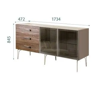 Комод 1.6м Bogemia Wood Wo (Мокка) (Novabuk/Хром) БМКМ-4(Wo)[5]