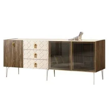 Комод 2.1м Bogemia Woodline Wood Fa (Слоновая кость) (Lakobel/Золото) БМКМ-5[5][10]