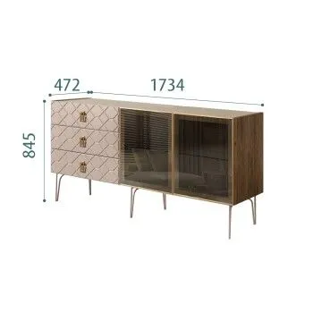 Комод 1.6м Bogemia Woodline Fa (Мокка) (Novabuk/Золото) БМКМ-4[5]