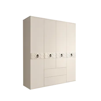 Шкаф 4-х дверный с ящиками, Bogemia Farfalle (Слоновая кость/Черный) БМШ2/41(Fa)