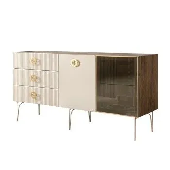 Комод 1.6м Bogemia Woodline Fi (Слоновая кость) (Novabuk/Золото) БМКМ-4[5][10]