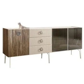 Комод 2.1м Bogemia Woodline Wood Fi (Слоновая кость) (Lakobel/Хром) БМКМ-5[5][10]