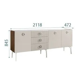 Комод 2.1м Bogemia Woodline Fi (Шелк) (Novabuk/Хром) БМКМ-5