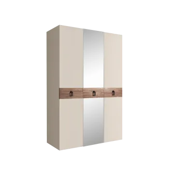 Шкаф 3-х дверный с зеркалом Bogemia Wood Fa (Слоновая кость/Черный) БМШ1/3(Wo)