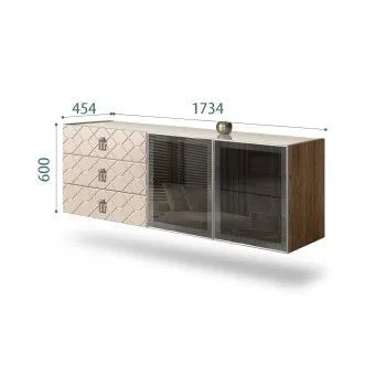 Комод 1.6м Bogemia Woodline Fly Fa (Ваниль) (Lakobel/Хром) БМКМ-4[5]