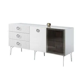 Комод 1.6м Bogemia Fillini (Белый) (Lakobel/Хром) БМКМ-4(Fi)[5][10]