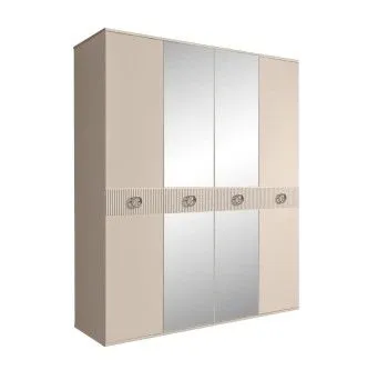 Шкаф 4-х дв. с зеркалами Bogemia Fillini (Ваниль/Хром) БМШ1/4(Fi)