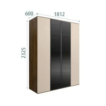 Шкаф 4-х дв. с ящиками Bogemia Woodline Air (Ваниль/Черный) БМШ2/42(2)