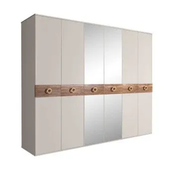 Шкаф 6-ти дв. с зеркалами Bogemia Wood Fi (Шелк/Золото) БМШ1/6(Wo)