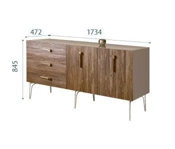 Комод 1.6м Bogemia Wood Wo (Мокка) (Lakobel/Золото) БМКМ-4(Wo)