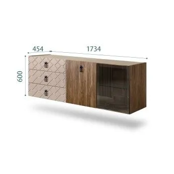 Комод 1.6м Bogemia Woodline Fly Wood Fa (Мокка) (Novabuk/Черный) БМКМ-4[5][10]