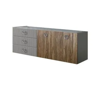 Комод 1.6м Bogemia Fly Wood Fi (Серый) (Novabuk/Хром) БМКМ-4