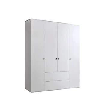 Шкаф 4-х дверный с ящиками Римини (Белый/Серебро) РМШ2/41
