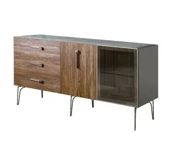 Комод 1.6м Bogemia Wood Wo (Серый) (Novabuk/Хром) БМКМ-4(Wo)[5][10]