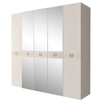 Шкаф 5-ти дв. с зеркалами Bogemia Fillini (Слоновая кость/Золото) БМШ1/5(Fi)