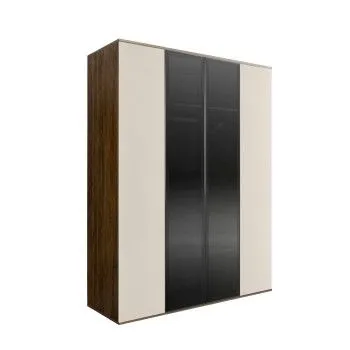 Шкаф 4-х дв. Bogemia Woodline Air (Слоновая кость/Черный) БМШ2/42(2)