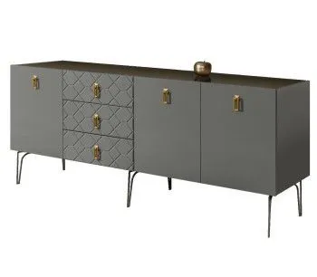 Комод 2.1м Bogemia Farfalle (Серый) (Lakobel/Золото) БМКМ-5(Fa)