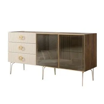 Комод 1.6м Bogemia Woodline Fi (Слоновая кость) (Novabuk/Золото) БМКМ-4[5]