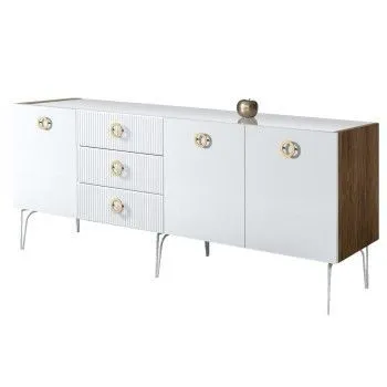 Комод 2.1м Bogemia Woodline Fi (Белый) (Lakobel/Золото) БМКМ-5