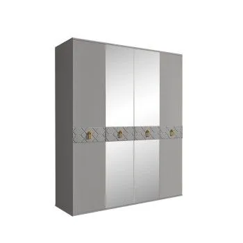 Шкаф 4-х дв. с зеркалами Bogemia Farfalle (Серый/Золото) БМШ1/4(Fa)