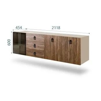 Комод 2.1м Bogemia Fly Wood Fa (Ваниль) (Novabuk/Черный) БМКМ-5[4]