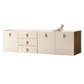 Комод 2.1м Bogemia Woodline Fly Fa (Слоновая кость) (Lakobel/Хром) БМКМ-5